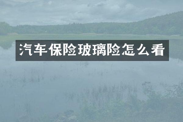 汽车保险玻璃险怎么看