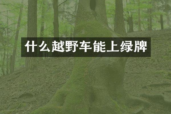 什么越野车能上绿牌