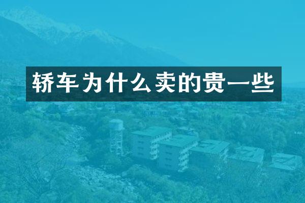 轿车为什么卖的贵一些