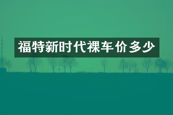 福特新时代裸车价多少
