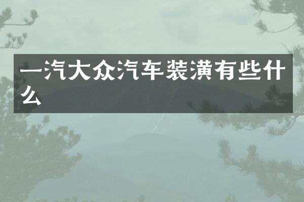 一汽大众汽车装潢有些什么