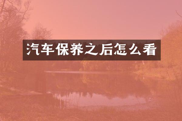 汽车保养之后怎么看