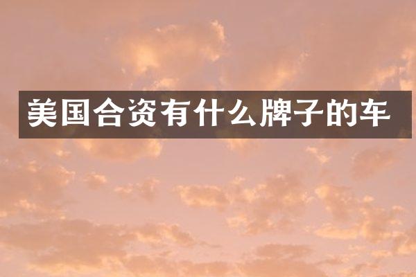 美国合资有什么牌子的车