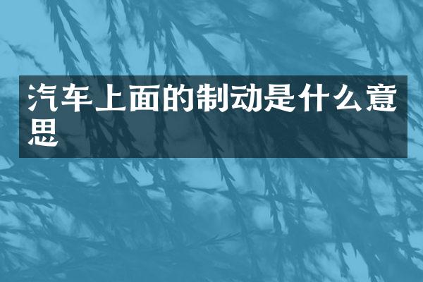 汽车上面的制动是什么意思