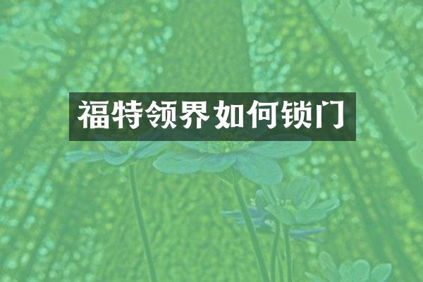 福特领界如何锁门