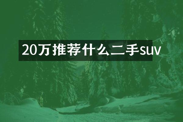 20万推荐什么二手suv