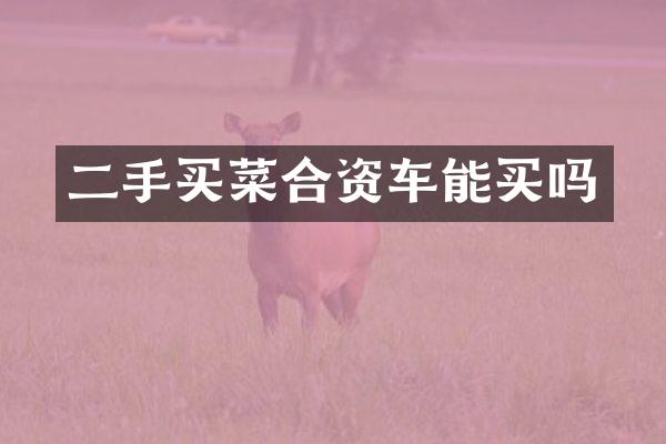 二手买菜合资车能买吗