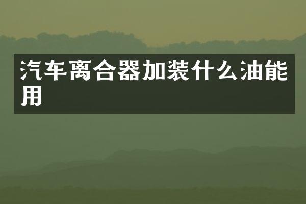 汽车离合器加装什么油能用