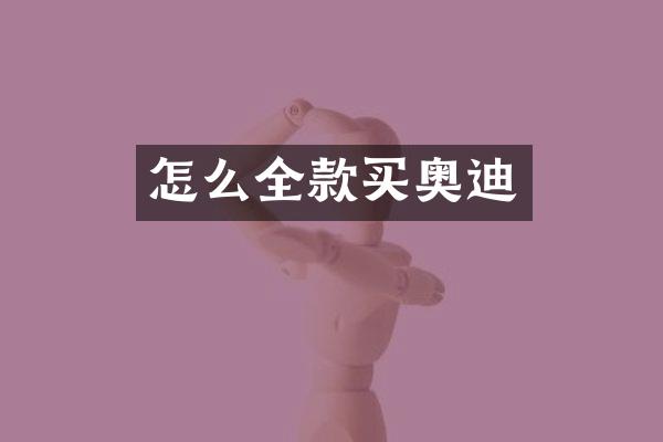 怎么全款买奥迪