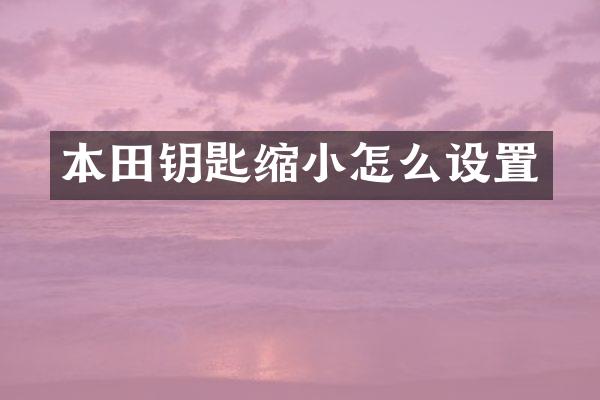 本田钥匙缩小怎么设置