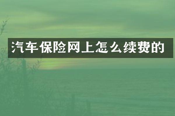 汽车保险网上怎么续费的
