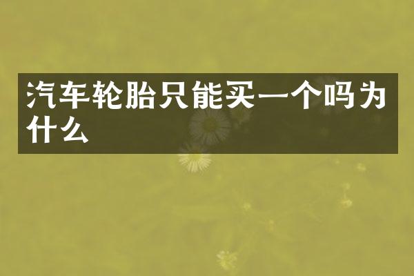 汽车轮胎只能买一个吗为什么