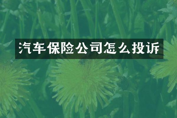 汽车保险公司怎么投诉