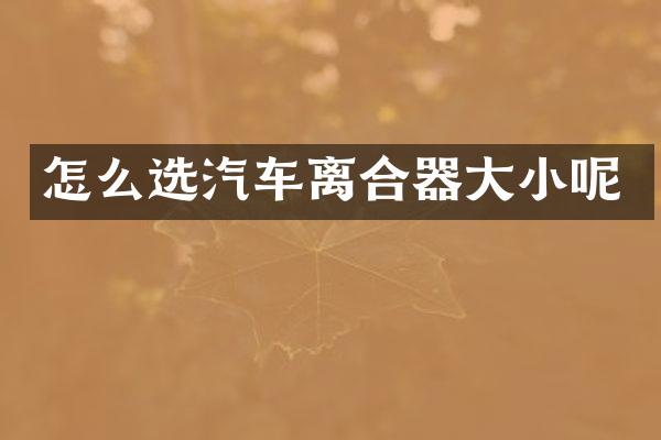 怎么选汽车离合器大小呢