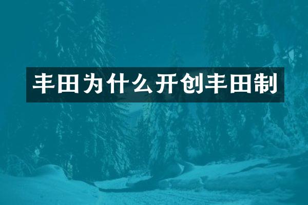 丰田为什么开创丰田制