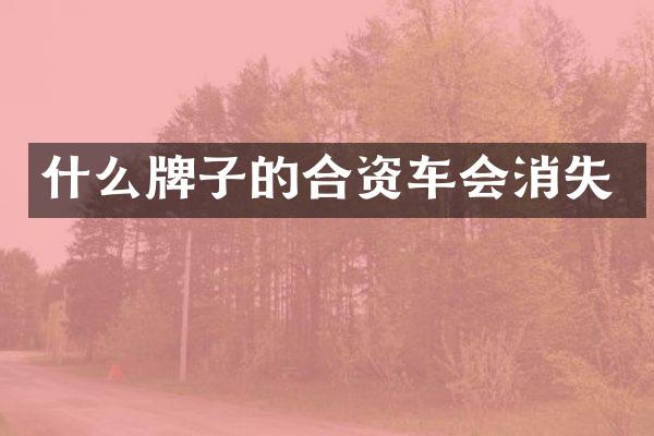什么牌子的合资车会消失