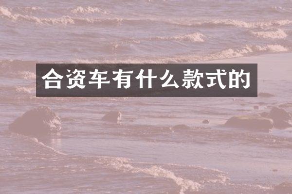 合资车有什么款式的