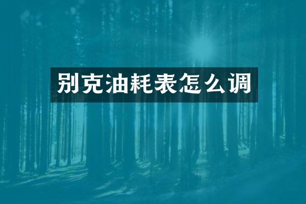 别克油耗表怎么调