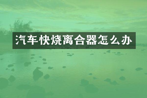 汽车快烧离合器怎么办