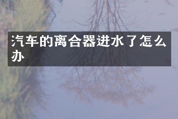 汽车的离合器进水了怎么办