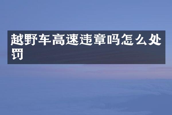 越野车高速违章吗怎么处罚