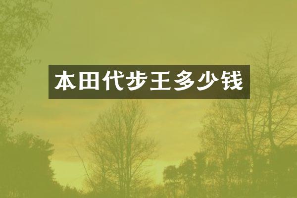 本田代步王多少钱