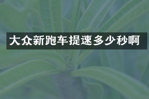 大众新跑车提速多少秒啊