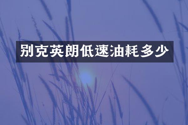 别克英朗低速油耗多少