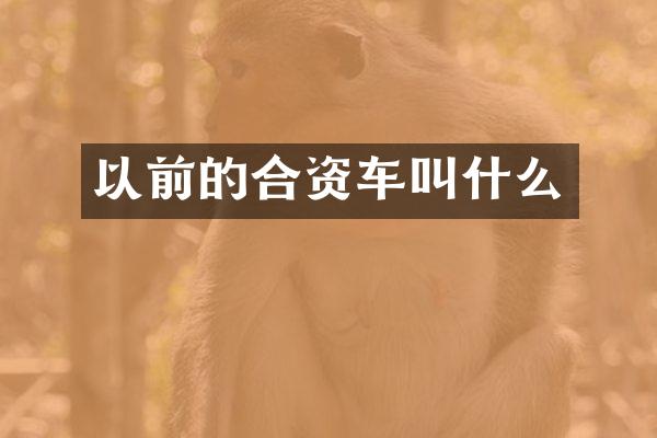 以前的合资车叫什么