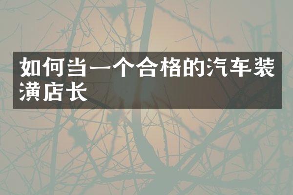 如何当一个合格的汽车装潢店长