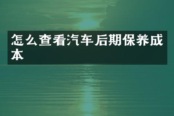 怎么查看汽车后期保养成本