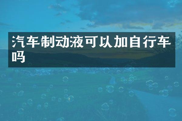 汽车制动液可以加自行车吗