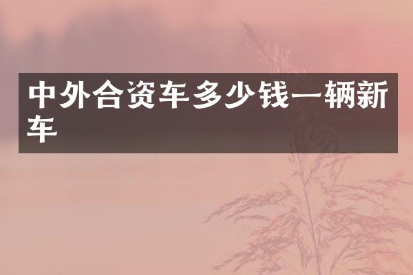 中外合资车多少钱一辆新车