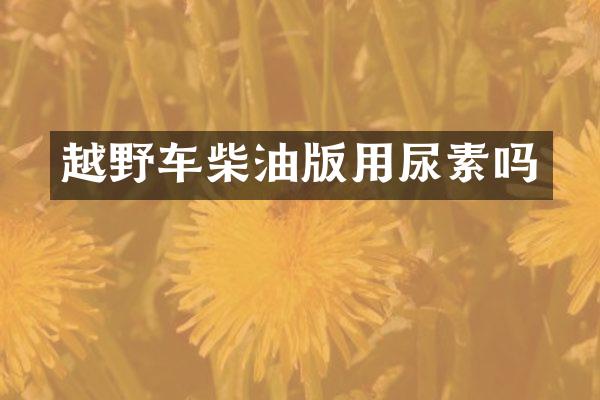 越野车柴油版用尿素吗