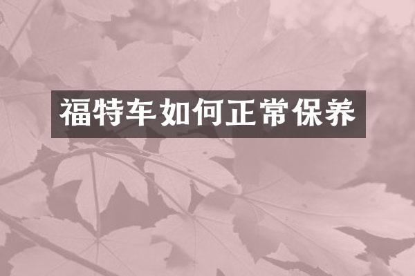福特车如何正常保养
