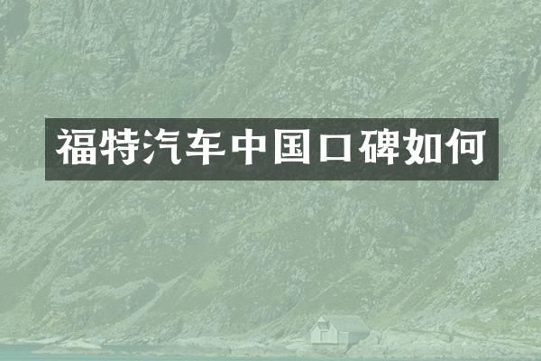 福特汽车中国口碑如何