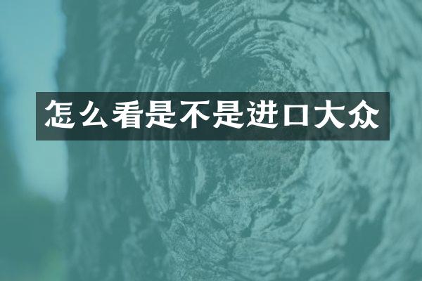 怎么看是不是进口大众
