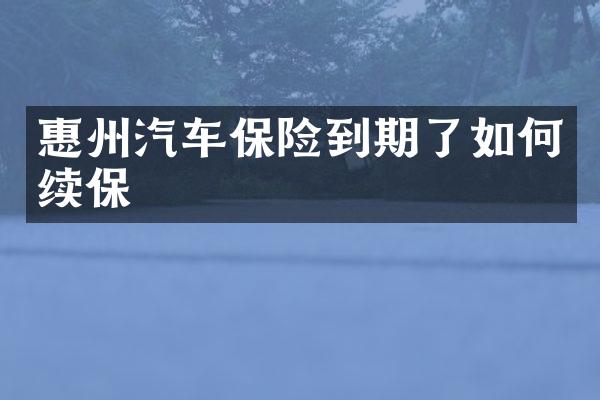 惠州汽车保险到期了如何续保