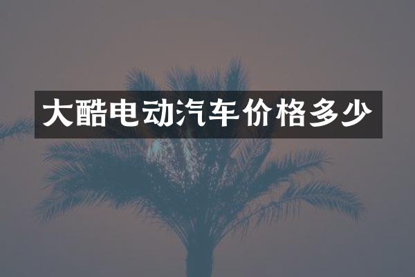 大酷电动汽车价格多少