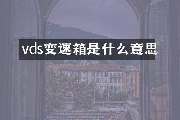 vds变速箱是什么意思