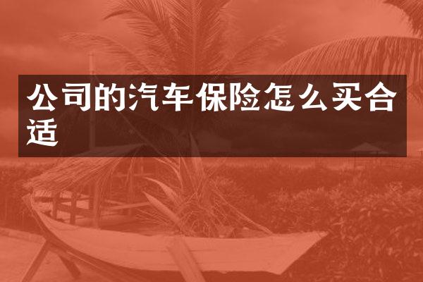 公司的汽车保险怎么买合适