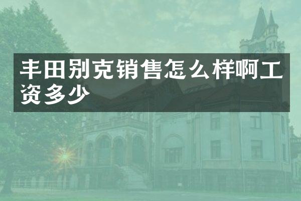 丰田别克销售怎么样啊工资多少