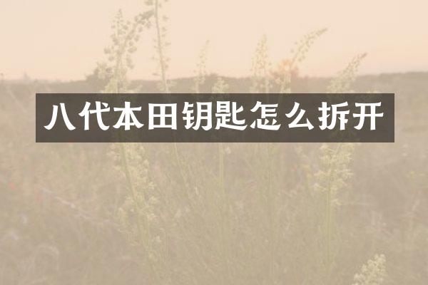 八代本田钥匙怎么拆开