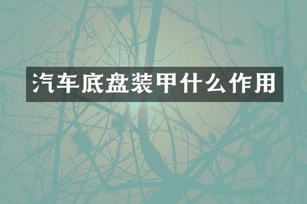 汽车底盘装甲什么作用