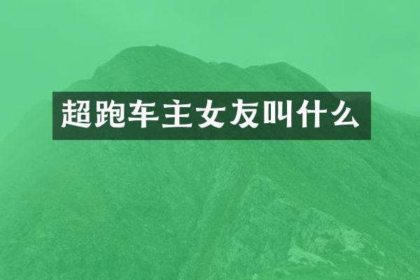 超跑车主女友叫什么