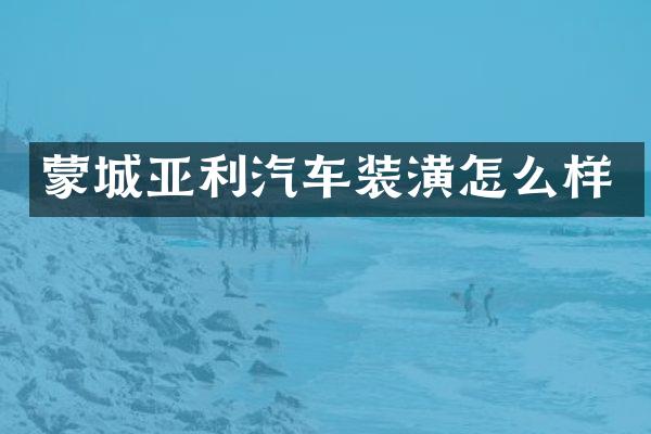 蒙城亚利汽车装潢怎么样