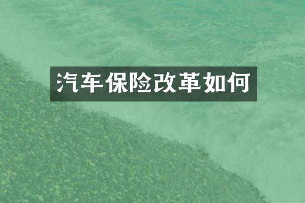 汽车保险改革如何