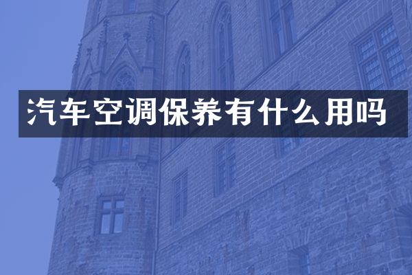 汽车空调保养有什么用吗