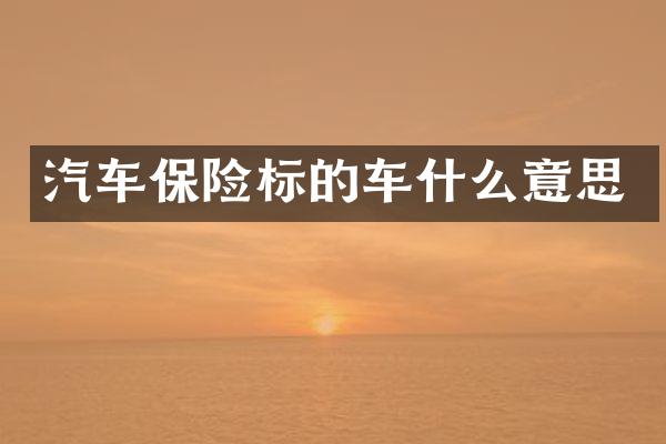 汽车保险标的车什么意思