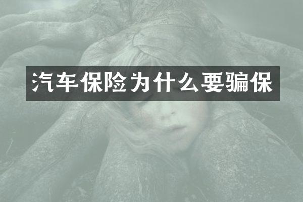 汽车保险为什么要骗保